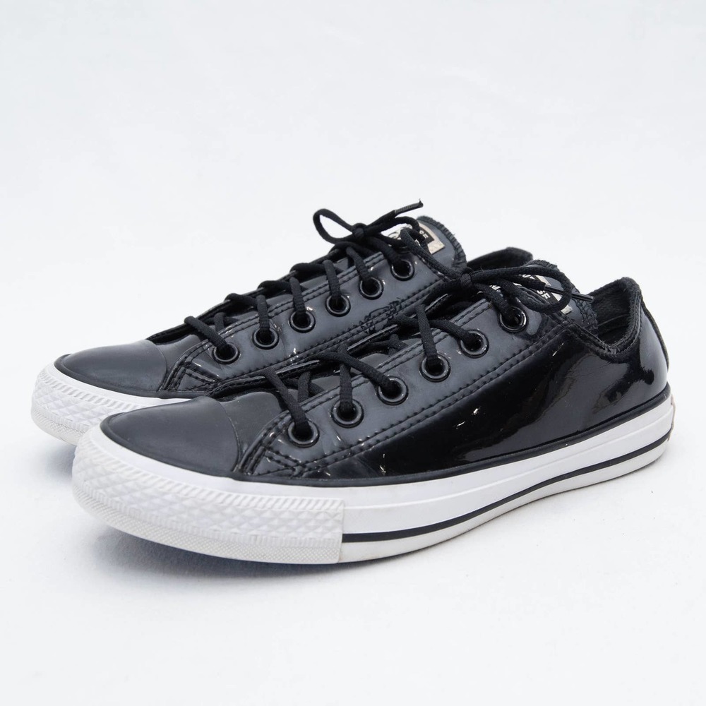 Converse Women's All Star Low Top CTAS OX Black Patent Leather Sneakers Size 7